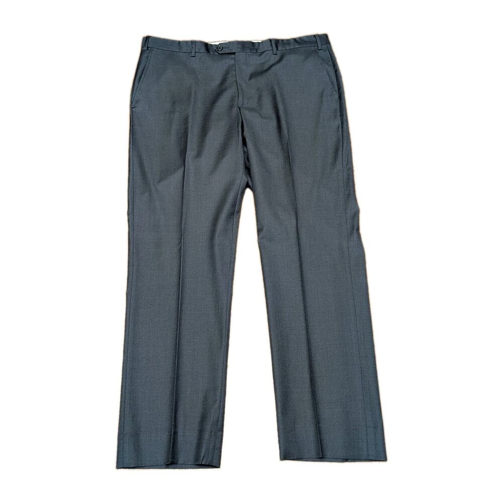 Santorelli 40x32 Loro Piana Wool Blue Dress Suit Pants Flat Front Italy Classic